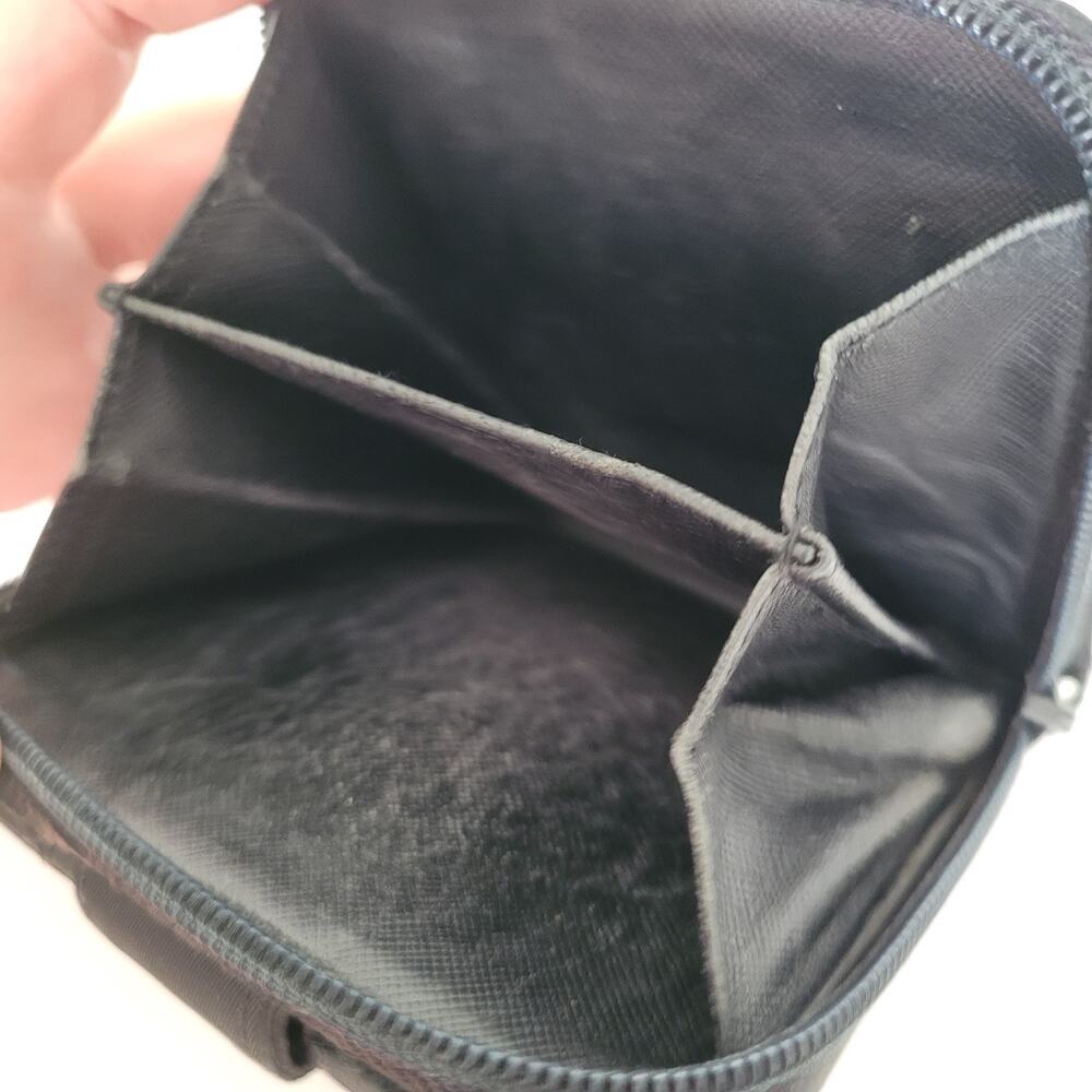 Vintage Prada Milano Black Nylon Saffiano Leather Zip Around Bifold Wallet Made - Picture 10 of 12